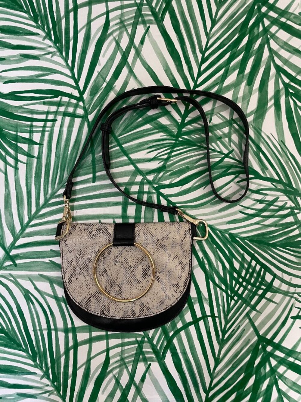 Able Fozi Slim Satchel Leather Crossbody Purse in Snakeskin Print